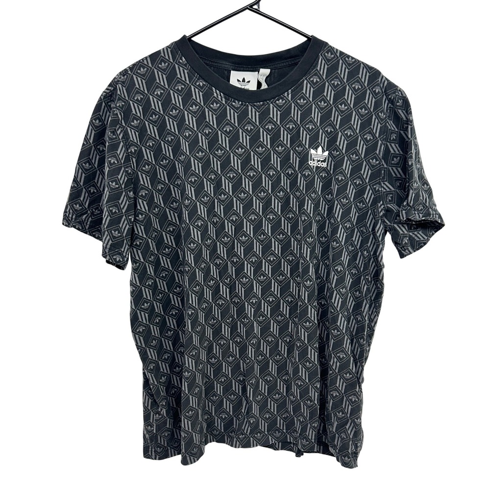 Adidas Originals Monogram Trefoil Geometric All Over Print Shirt L Black Sporty